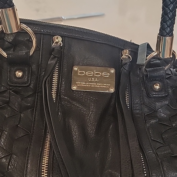 Bebe Black Satchel with Gold Accents - Picture 10 of 12